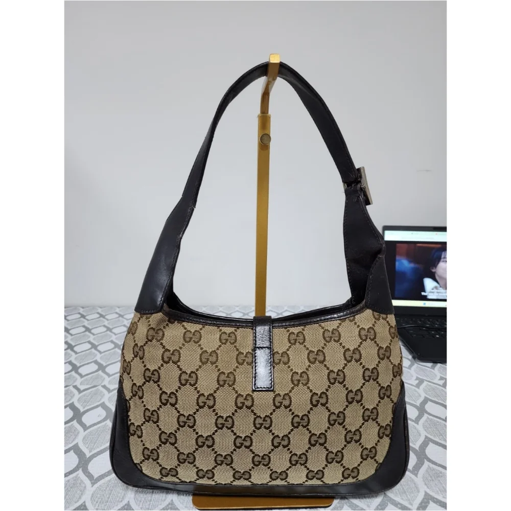 GUCCI GG Canvas Web Jackie O Bouvier Hobo Bag Brown/Beige